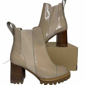 See by Chloé Women's Mallory Block Heel Chelsea Boots Dark Beige Size 37 NWOB